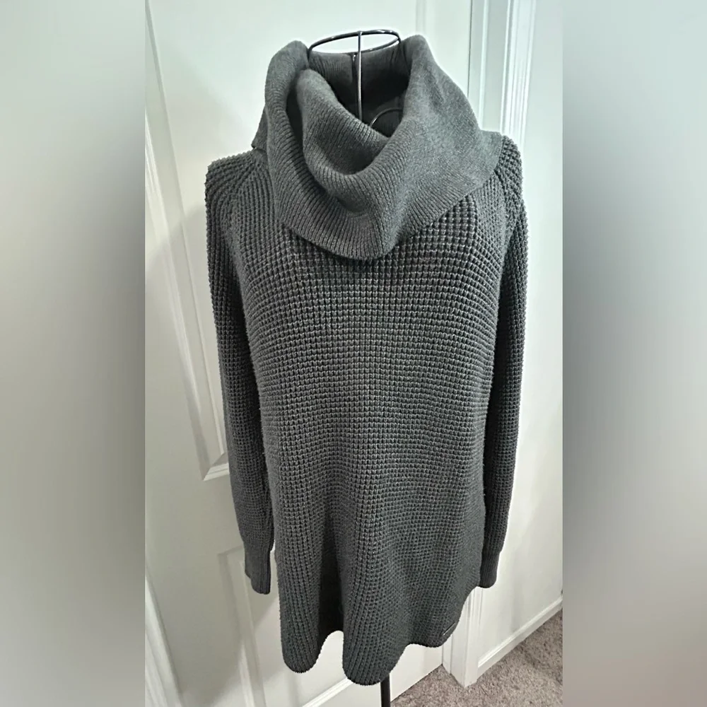 Michael Kors Cozy‎ Gray Women's Waffle Knit Oversized Cowl Neck Sweater